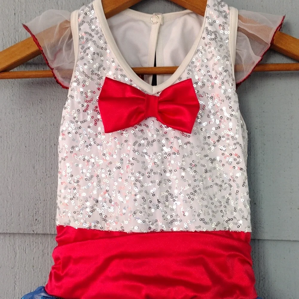 Weissman Sparkling Blue, Red and White Kids Dance Costume Dize 7/8